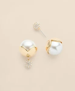 Faux-Pearl Ball Stud Earrings