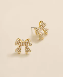 Faux-Pearl Bow Stud Earrings