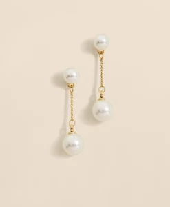 Faux-Pearl-Drop Fine-Chain Earrings