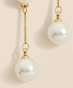 Faux-Pearl-Drop Fine-Chain Earrings
