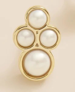 Faux-Pearl Gold-Plated Cluster Earrings