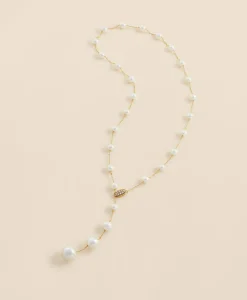 Faux Pearl & Gold-Toned Y-Neck Necklace