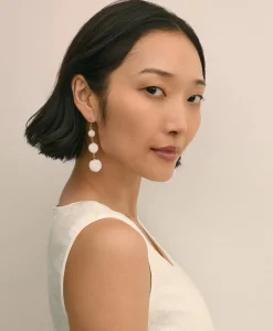 Faux-Pearl Sphere Linear Earrings
