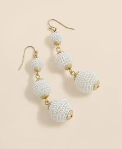 Faux-Pearl Sphere Linear Earrings
