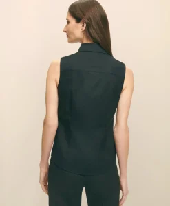 Fitted Non-Iron Stretch Supima® Cotton Sleeveless Dress Shirt
