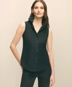 Fitted Non-Iron Stretch Supima® Cotton Sleeveless Dress Shirt