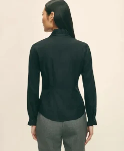 Fitted Non-Iron Stretch Supima® Cotton Ruffle Dress Shirt