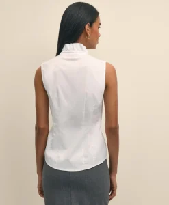 Fitted Non-Iron Stretch Supima® Cotton Ruffle Shirt