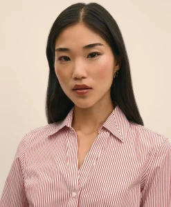 Fitted Non-Iron Stretch Supima® Cotton Striped Dress Shirt