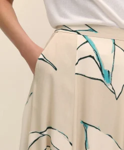 Flare Midi Skirt In Abstract Print