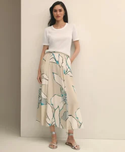 Flare Midi Skirt In Abstract Print