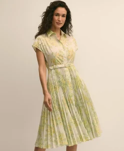 Floral A-Line Belted Shirt Dress