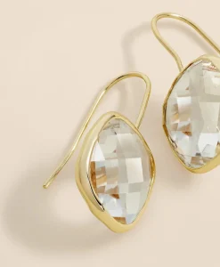 French-Wire Drop Earrings with Channel-Set Crystals