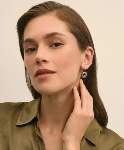 French-Wire Drop Earrings with Channel-Set Crystals
