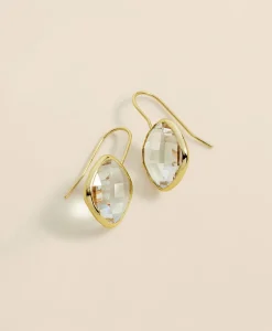 French-Wire Drop Earrings with Channel-Set Crystals