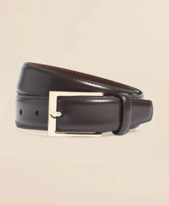 Gold Buckle Leather Dress Belt
