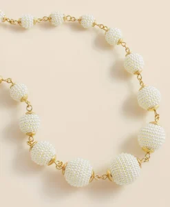 Gold-Toned Faux-Pearl-Sphere Necklace