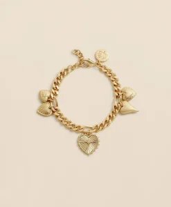 Gold-Toned Heart Charm Bracelet