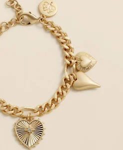 Gold-Toned Heart Charm Bracelet