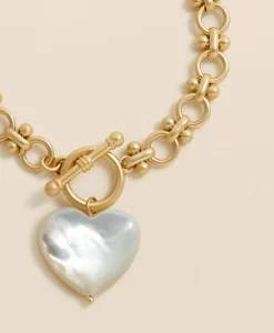 Gold-Toned Mother-of-Pearl Heart Bracelet