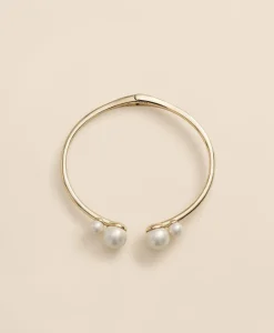 Gold-Tone Faux-Pearl Bangle