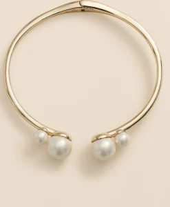 Gold-Tone Faux-Pearl Bangle