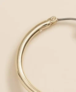 Gold-Tone Faux-Pearl Drop Hoop Earrings