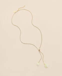 Gold-Tone Faux Pearl Lariat Necklace