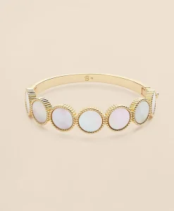 Gold-Tone Mother-Of-Pearl Bangle Bracelet