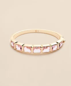 Gold-Tone Pink-Stone Bangle Bracelet