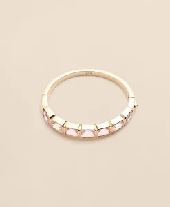 Gold-Tone Pink-Stone Bangle Bracelet