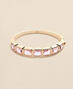 Gold-Tone Pink-Stone Bangle Bracelet