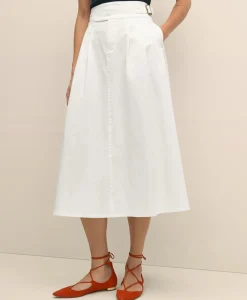 Gurkha Pleated Skirt in Cotton Blend