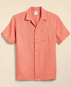 Irish Linen Camp Collar, Short-Sleeve Shirt