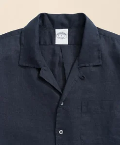 Irish Linen Camp Collar Short-Sleeve Sport Shirt