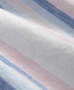 Irish Linen Polo Button Down Collar, Awning Stripe Shirt