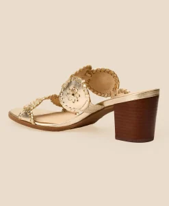 Jack Rogers Lauren Mid-Heel Leather Sandals
