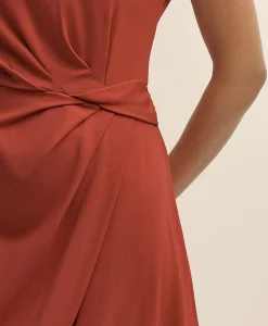 Jersey Cap-Sleeve Twisted-Detail Dress