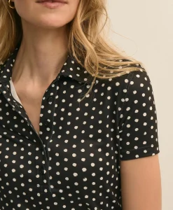 Jersey Dot-Print Polo Shirt