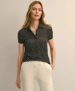 Jersey Dot-Print Polo Shirt