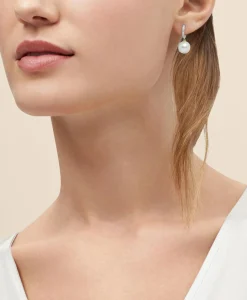 14k Gold Pearl Hoop Earrings