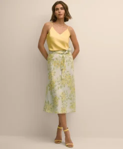 Linen A-Line Waist-Tie Skirt