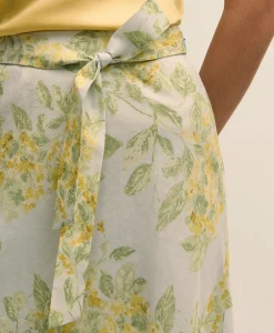 Linen A-Line Waist-Tie Skirt