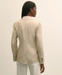 Linen Blend Double-Breasted Jacket