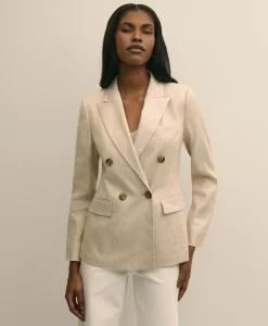 Linen Blend Double-Breasted Jacket
