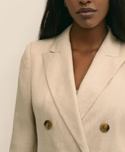 Linen Blend Double-Breasted Jacket