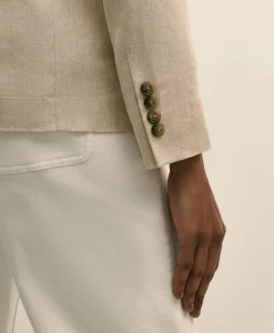 Linen Blend Double-Breasted Jacket
