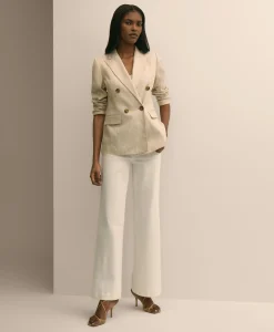 Linen Blend Double-Breasted Jacket
