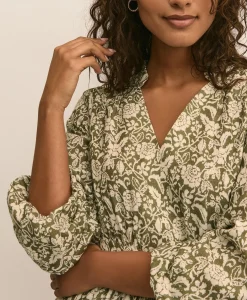 Linen Blend Floral Print Dress
