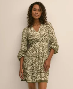 Linen Blend Floral Print Dress